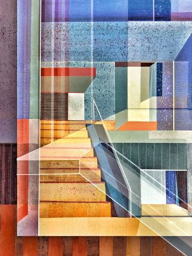 Original Abstract Architecture Printmaking by Violet Polsangi