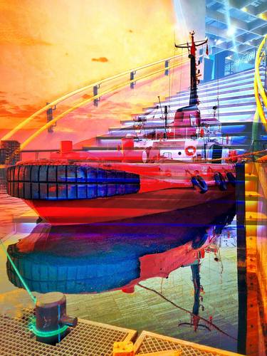 Original Expressionism Ship Printmaking by Violet Polsangi