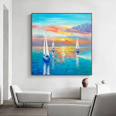 Original Abstract Sailboat Paintings by Kal Soom