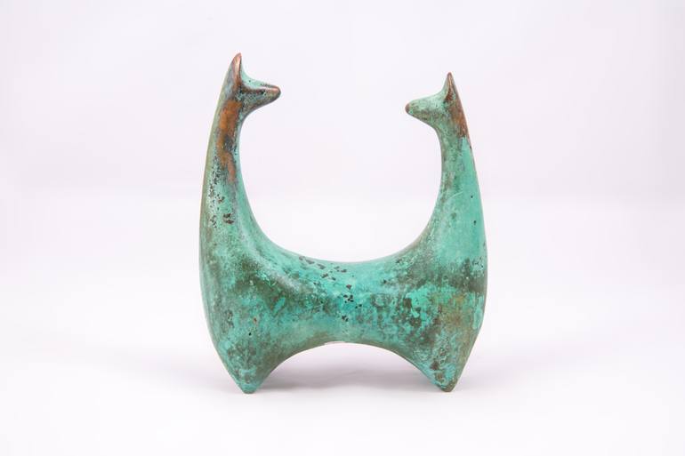 Original Sand Casting on Bronze Abstract Sculpture by Jesus Valencia