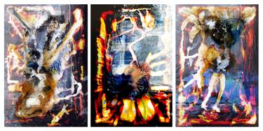 Original Abstract Portrait Mixed Media by Claudio Boczon