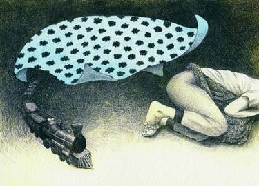 Original Figurative Train Drawings by Andromachi Giannopoulou