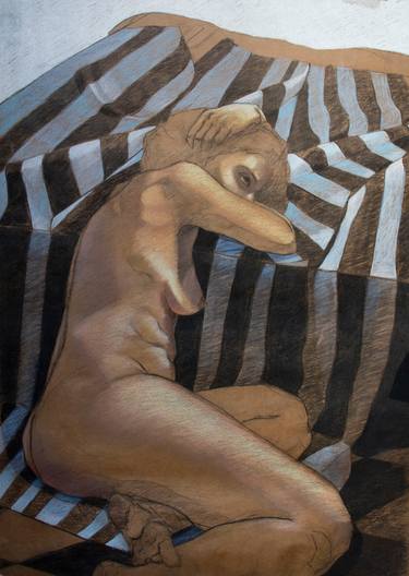 Original Portraiture Nude Drawings by Noelia Ponce