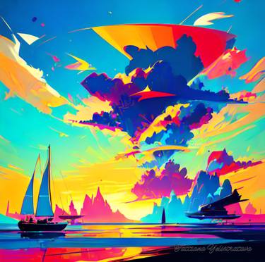 Original Abstract Seascape Digital by Tatsiana Yelistratava