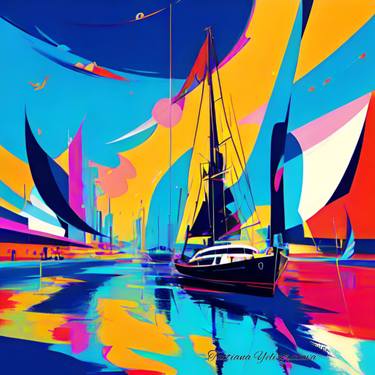 Original Abstract Seascape Digital by Tatsiana Yelistratava