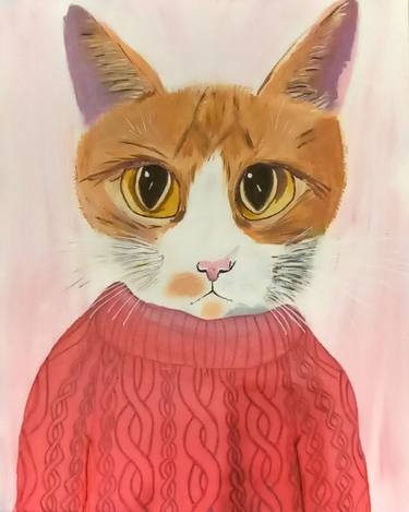 Original Art Deco Cats Painting by Viktoria Miroshnik