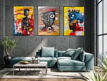 Original Abstract Expressionism People Mixed Media by Ernest Budu