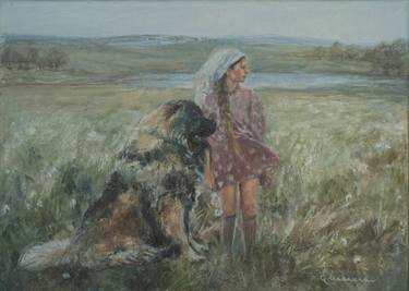 Original Impressionism Children Painting by Elena Petrova
