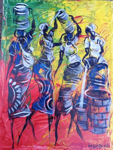 Original Figurative Water Paintings by Jafeth Moiane
