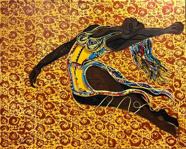 Original Figurative Women Mixed Media by Modupe Alatise Odusote
