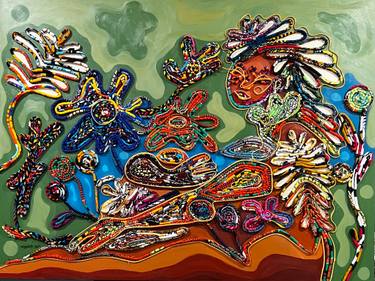 Original Conceptual Botanic Mixed Media by Modupe Alatise Odusote
