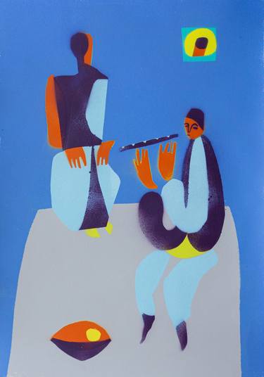 Original Abstract Love Printmaking by Aleksandr Biruk