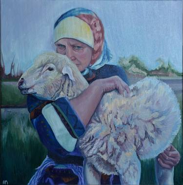 Original Folk Love Painting by Ana Mosalska