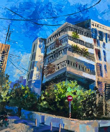 Original Bauhaus Architecture Painting by Maria Kireev