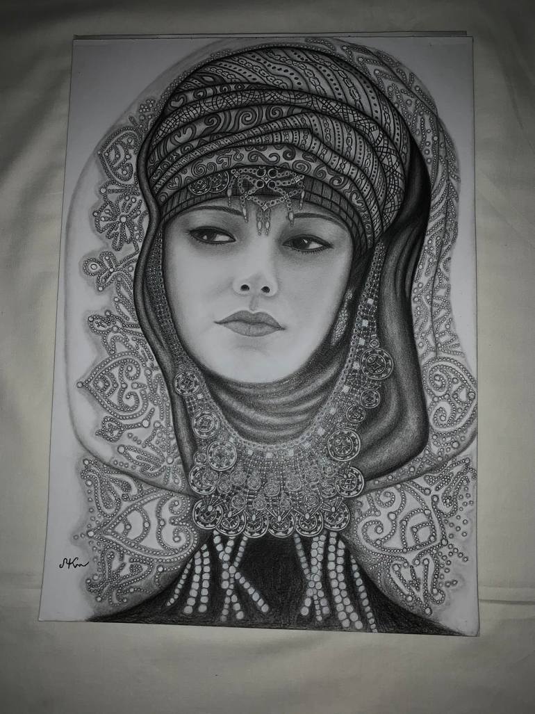 Original Portraiture Women Drawing by Maryna Kassatly