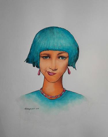 Original Expressionism Portrait Drawings by Tanmoy Mitra
