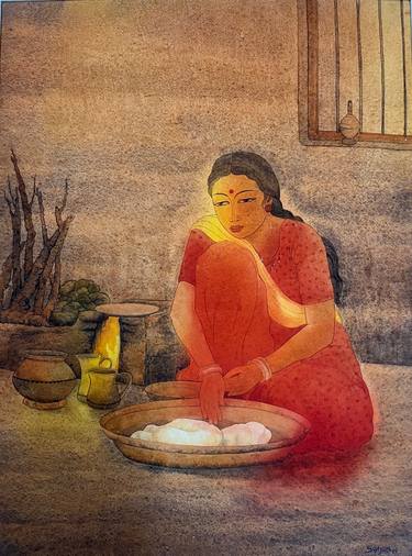 Original Fine Art Women Painting by Sunjida Akter