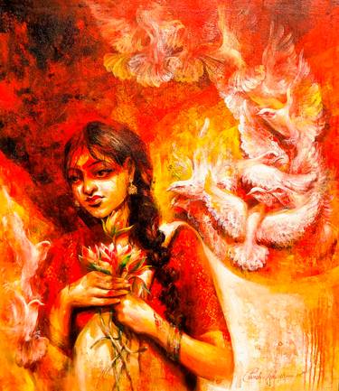 Original Abstract Women Paintings by Panchu Gharami