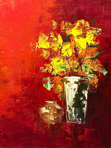 Original Abstract Expressionism Floral Painting by Nida Aslam