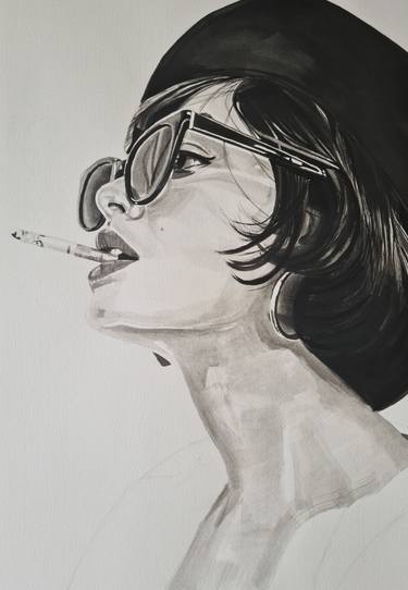 Original Fine Art Celebrity Drawings by Gilles Leblu