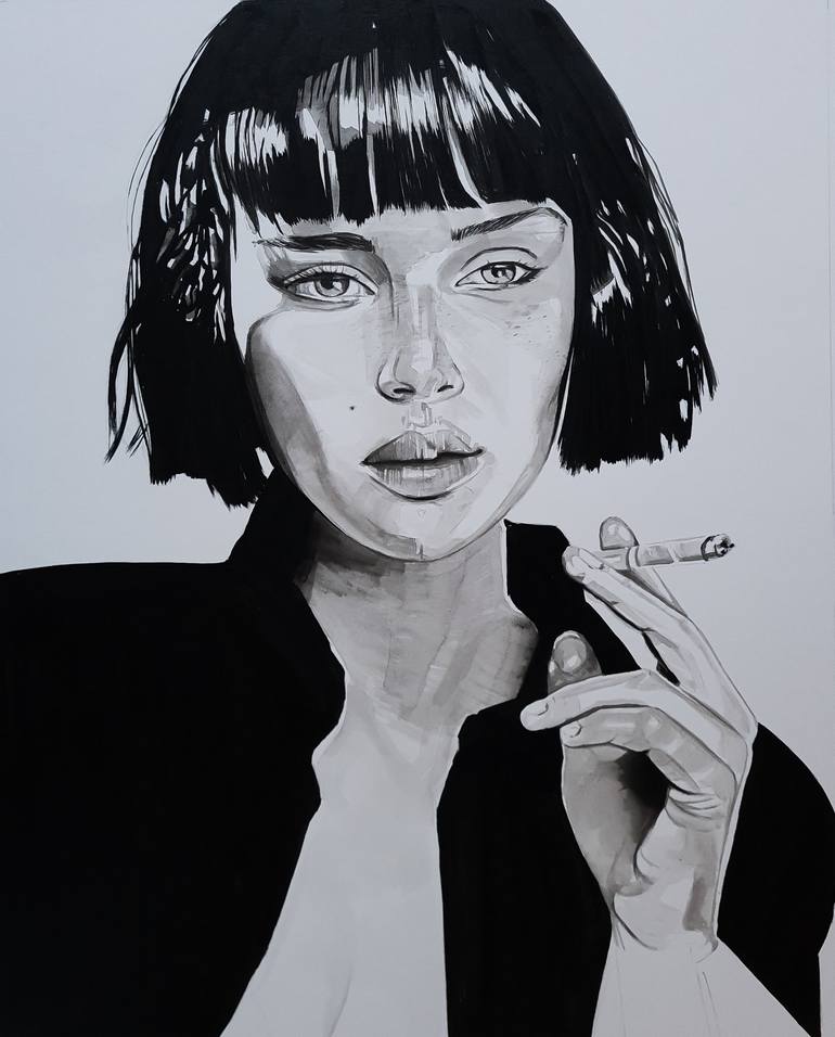 Original Fine Art Women Drawings by Gilles Leblu