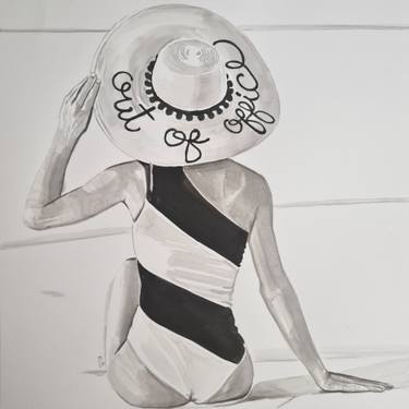 Original Fine Art Beach Drawings by Gilles Leblu