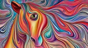 Original Abstract Expressionism Horse Digital by Erkan Cerit