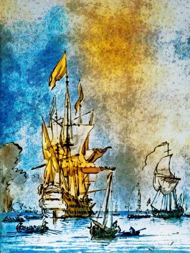 Original Fine Art Sailboat Digital by Erkan Cerit