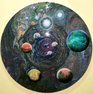 Original Art Deco Outer Space Paintings by Baruch Kozodoy Yuliya Lebedeva