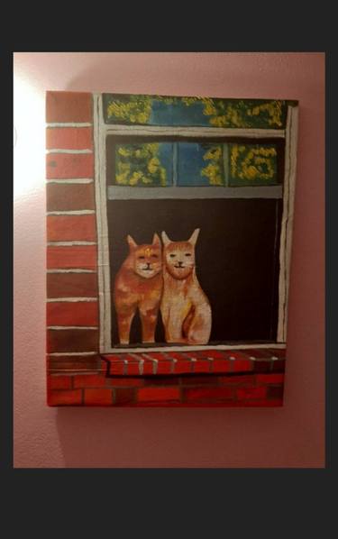 Original Abstract Expressionism Cats Paintings by Tyrone Johnson