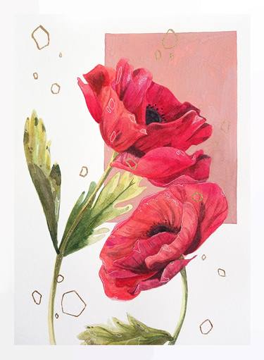 Original Abstract Expressionism Floral Mixed Media by Jouline  Paz 