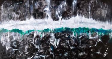 Original Abstract Beach Painting by Nathalie Lemaitre
