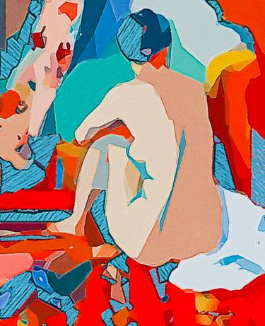 Original Abstract Expressionism Nude Printmaking by Lucy K