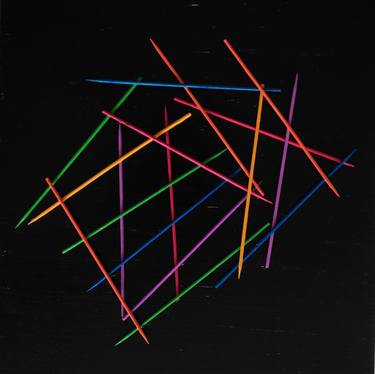 Original Abstract Geometric Mixed Media by Caliz- Sandrine Bollaert