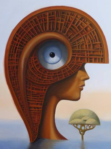 Original Surrealism Women Painting by Ruben Cukier