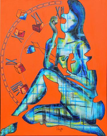 Original Abstract Expressionism Time Mixed Media by Shamlee Asb