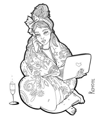 Original Black & White Women Drawings by Veronika Teslitskaia