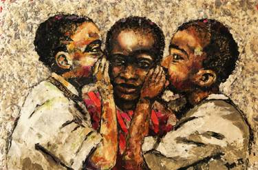 Original Figurative Kids Mixed Media by Jan-Frits Obers