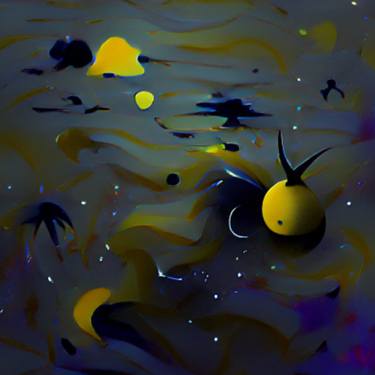 Original Abstract Expressionism Outer Space Painting by Partomuan Mulatua Js