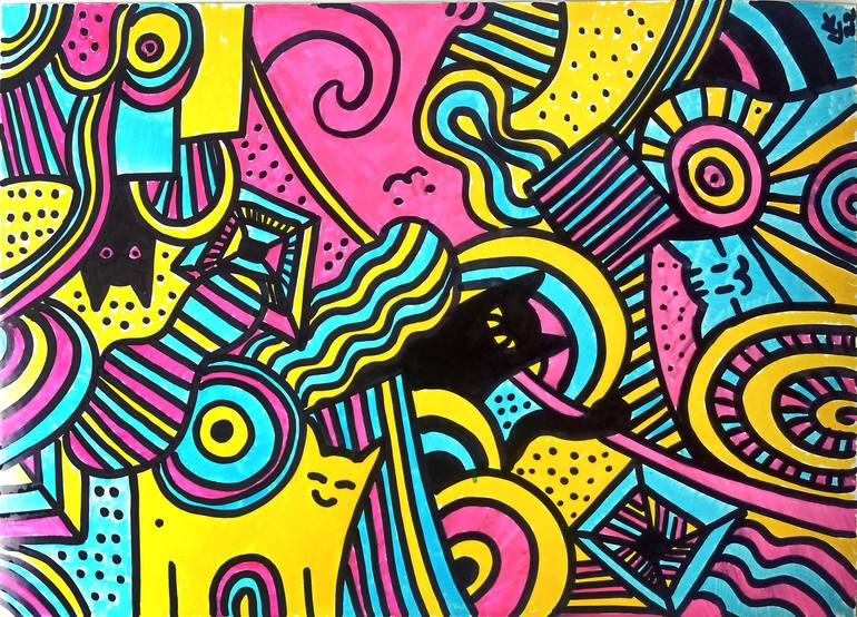 Print of Abstract Cats Drawings by Lada Kholosho