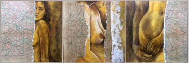 Original Abstract Expressionism Nude Collage by Shenouda Esmat