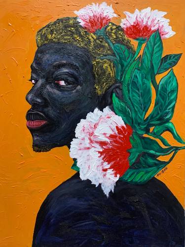 Original Expressionism Floral Mixed Media by Kwabena Budu