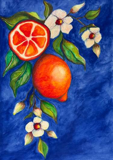 Original Art Deco Botanic Painting by Valeria Nikitina