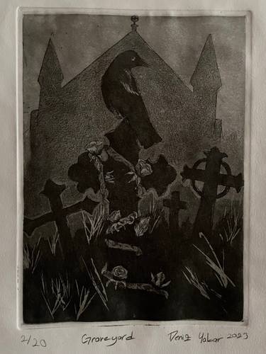 Original Illustration Garden Printmaking by Deniz Yakar