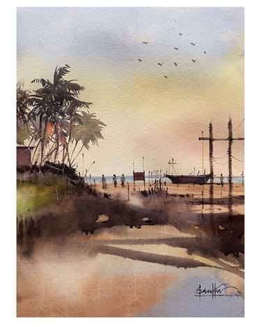 Print of Fine Art Beach Paintings by Santhu Govind