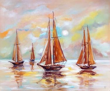 Original Minimalism Seascape Painting by Yelena Rybalkina