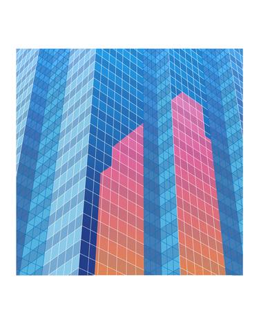 Original Abstract Architecture Mixed Media by Suzanne Slatcher