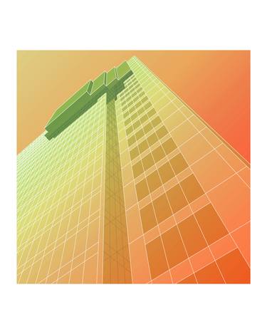 Original Abstract Architecture Mixed Media by Suzanne Slatcher