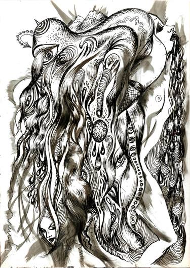 Original Abstract Expressionism Aerial Printmaking by Petra Brnardic