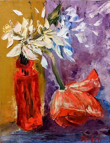 Original Art Deco Floral Paintings by Ellen Frischbutter